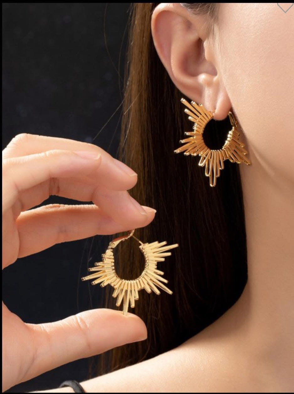 Gold Sunburst Earrings
