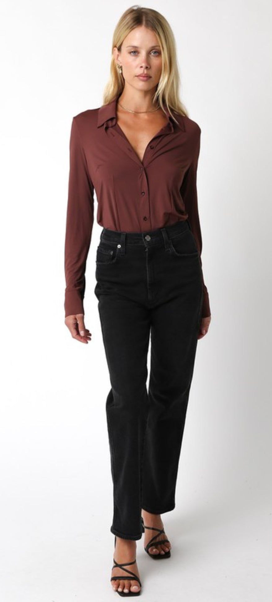 Brown Collared Bodysuit