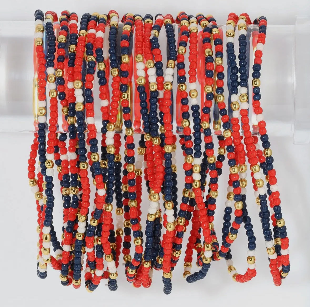 Red/Blue Game Day Stretchy Bracelet Set of 8