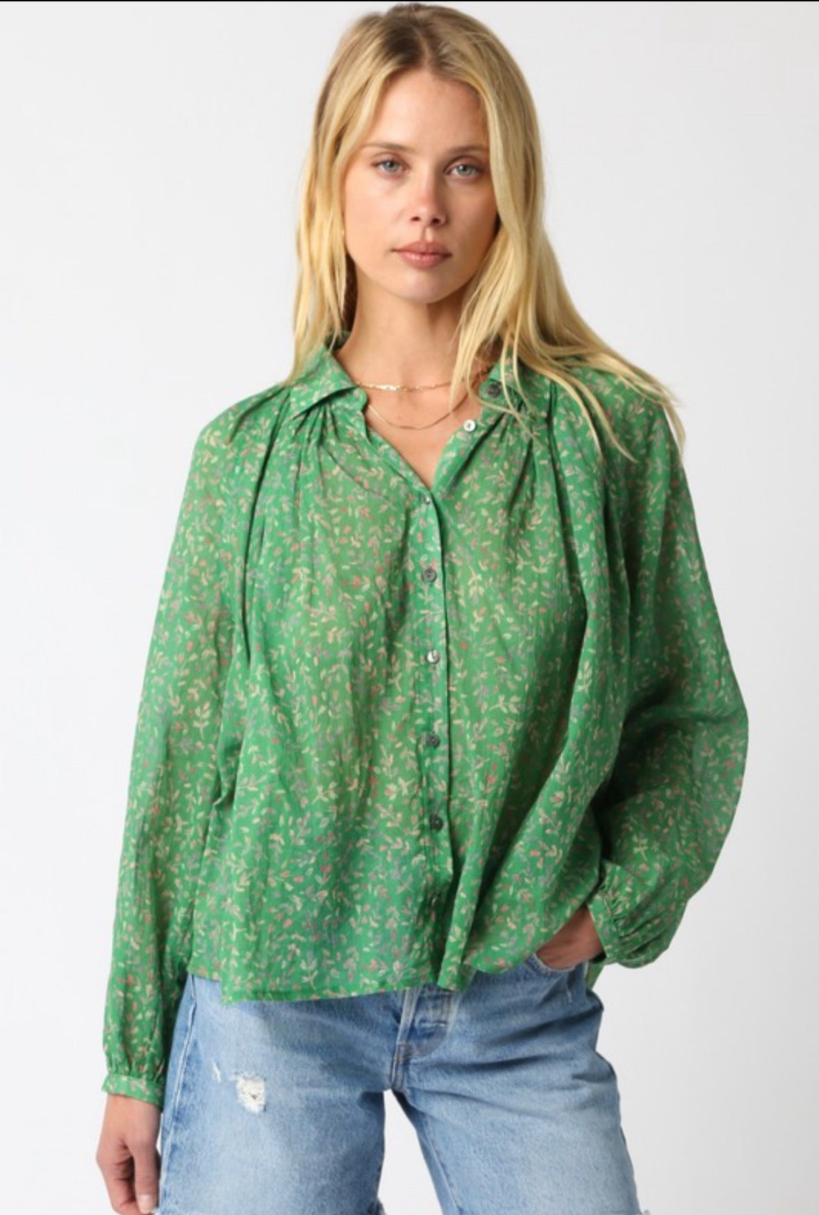 Green Printed Top