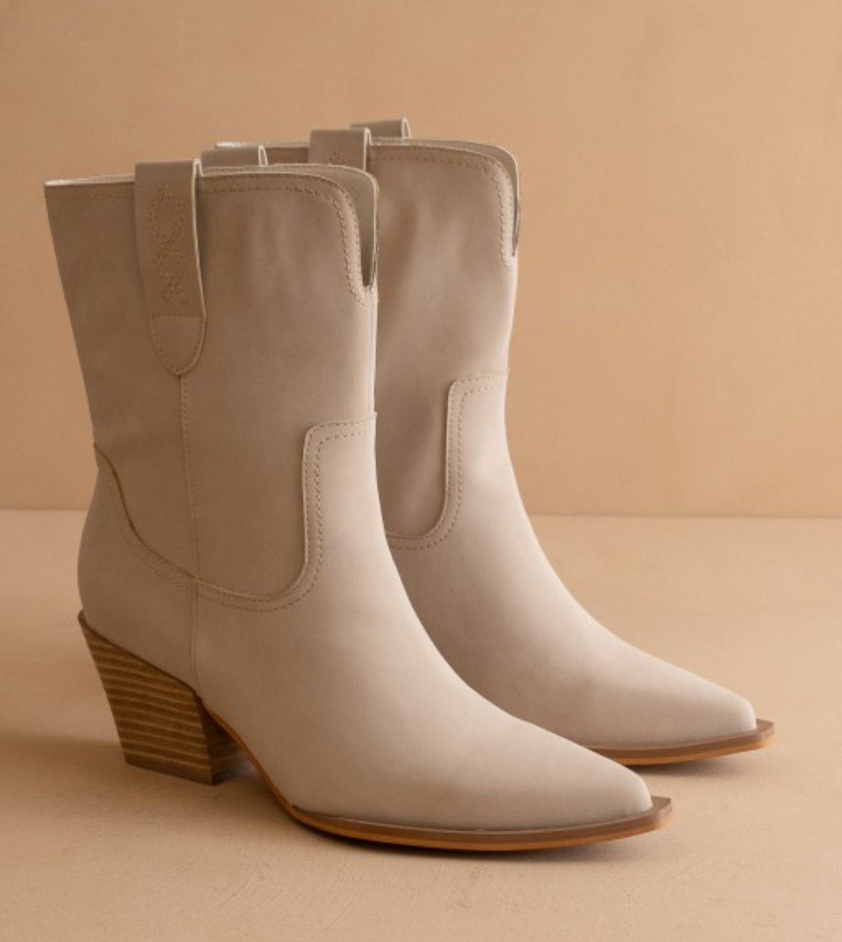 Leather Light Gray Booties